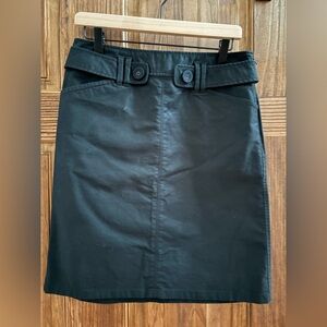 Ann Taylor Black Pencil Skirt with Button Detail